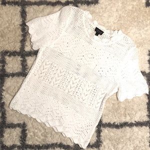 Topshop - white crochet knit short sleeve top - size S/M (US 6/EUR 38)